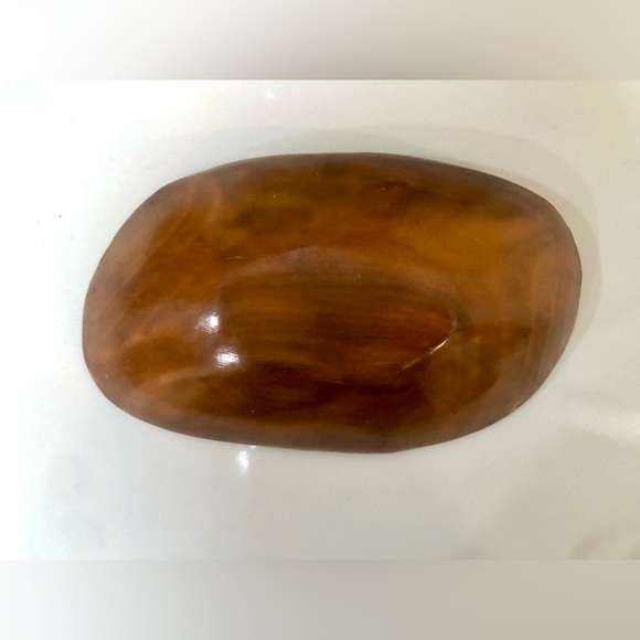 Small Wooden Bowl with Hand-painted Flowers - Picture 3 of 4